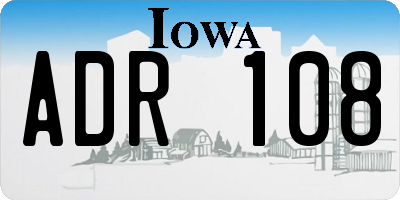 IA license plate ADR108