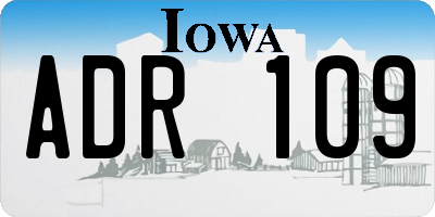 IA license plate ADR109