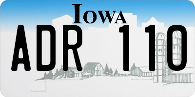 IA license plate ADR110