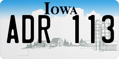 IA license plate ADR113