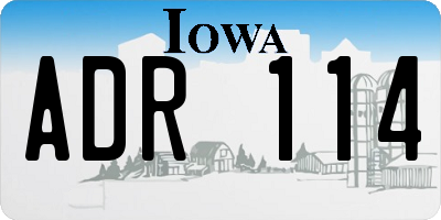IA license plate ADR114
