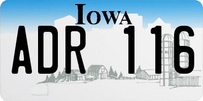 IA license plate ADR116