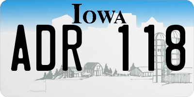 IA license plate ADR118