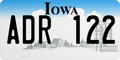 IA license plate ADR122