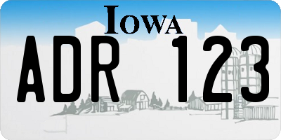IA license plate ADR123