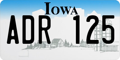 IA license plate ADR125
