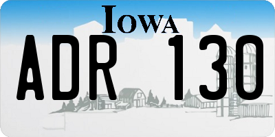IA license plate ADR130