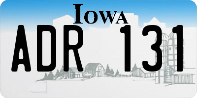 IA license plate ADR131