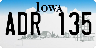 IA license plate ADR135