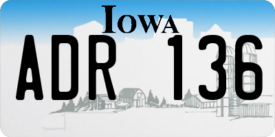IA license plate ADR136
