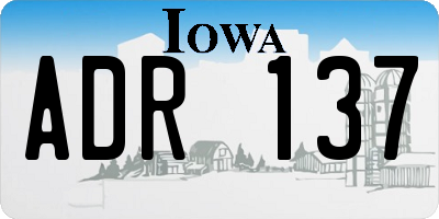 IA license plate ADR137
