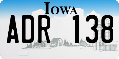 IA license plate ADR138