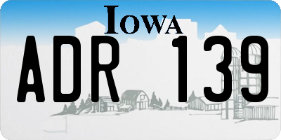 IA license plate ADR139