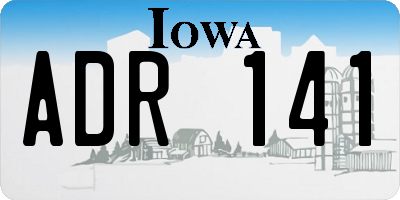 IA license plate ADR141