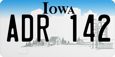 IA license plate ADR142