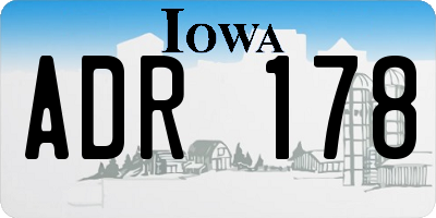 IA license plate ADR178