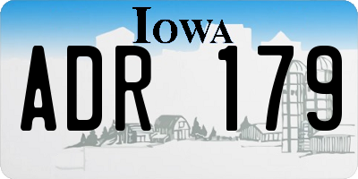 IA license plate ADR179
