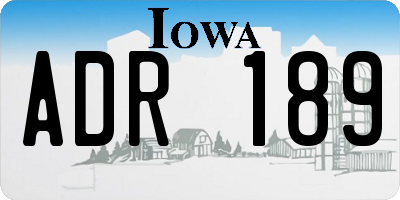 IA license plate ADR189