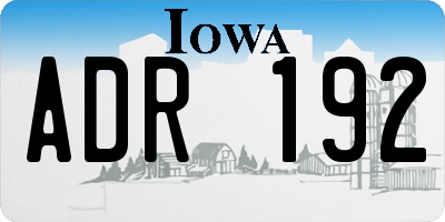 IA license plate ADR192