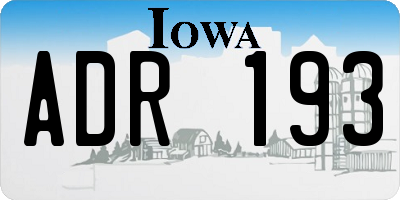 IA license plate ADR193