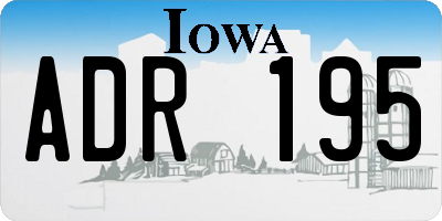 IA license plate ADR195