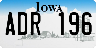 IA license plate ADR196
