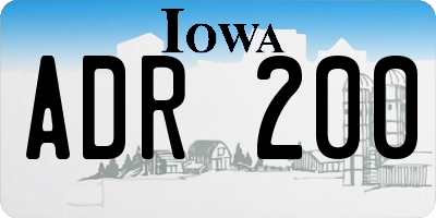 IA license plate ADR200