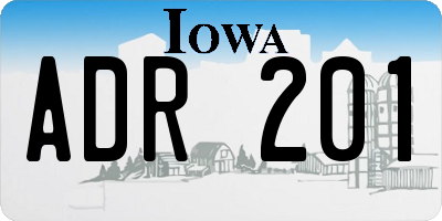 IA license plate ADR201