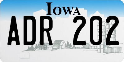 IA license plate ADR202