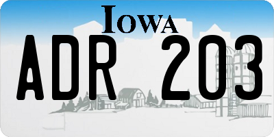 IA license plate ADR203