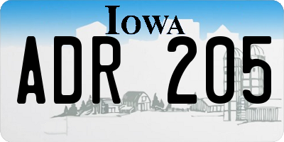 IA license plate ADR205