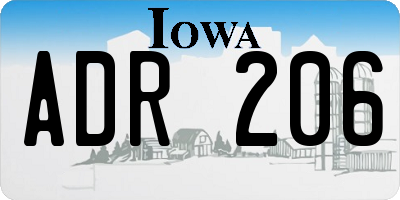 IA license plate ADR206