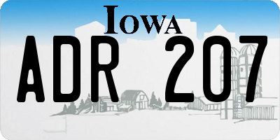 IA license plate ADR207