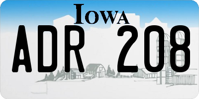 IA license plate ADR208