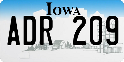 IA license plate ADR209
