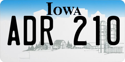 IA license plate ADR210