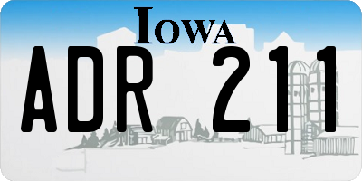 IA license plate ADR211