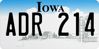 IA license plate ADR214