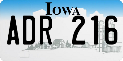 IA license plate ADR216