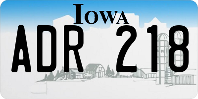 IA license plate ADR218
