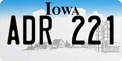 IA license plate ADR221