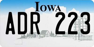 IA license plate ADR223