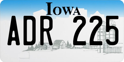 IA license plate ADR225