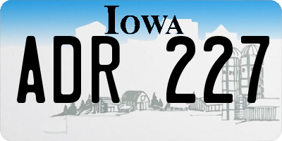 IA license plate ADR227