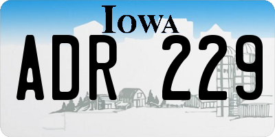 IA license plate ADR229