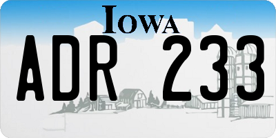 IA license plate ADR233