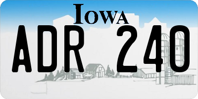 IA license plate ADR240
