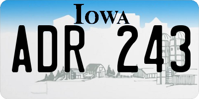 IA license plate ADR243