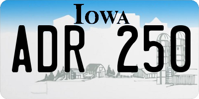 IA license plate ADR250