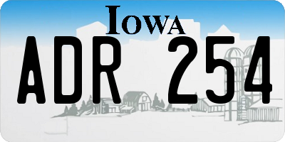 IA license plate ADR254